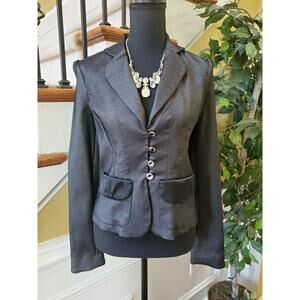 Zinc Womens Gray and Black Blazer Jacket Wear to Work Career Sz S